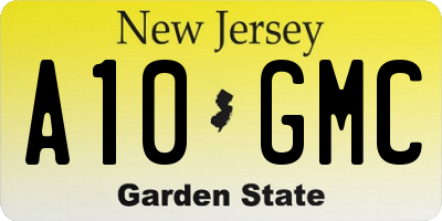NJ license plate A10GMC
