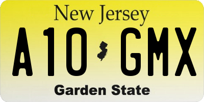 NJ license plate A10GMX
