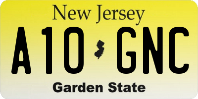 NJ license plate A10GNC