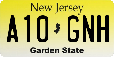 NJ license plate A10GNH
