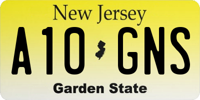 NJ license plate A10GNS