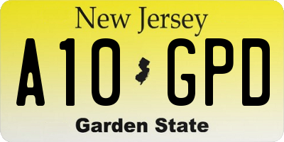 NJ license plate A10GPD