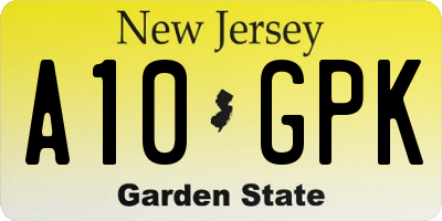 NJ license plate A10GPK