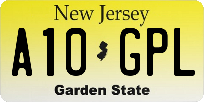 NJ license plate A10GPL