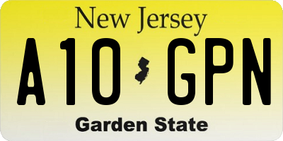 NJ license plate A10GPN