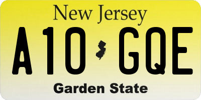 NJ license plate A10GQE