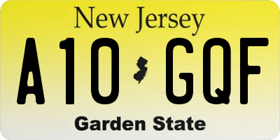 NJ license plate A10GQF