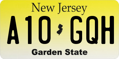 NJ license plate A10GQH