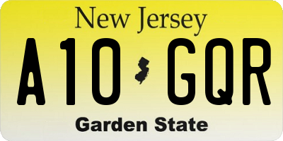 NJ license plate A10GQR
