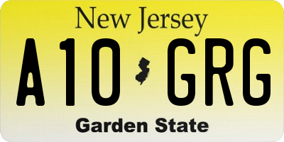 NJ license plate A10GRG