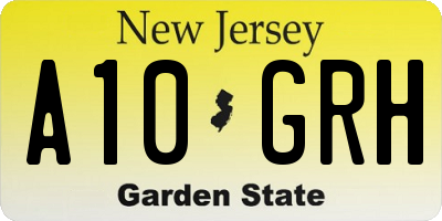 NJ license plate A10GRH