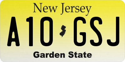 NJ license plate A10GSJ