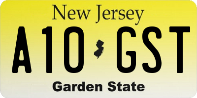 NJ license plate A10GST