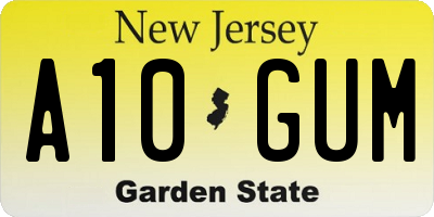 NJ license plate A10GUM