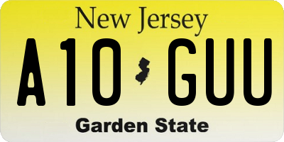 NJ license plate A10GUU