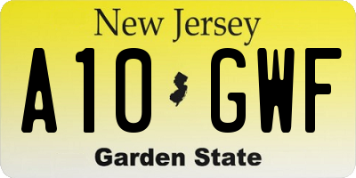 NJ license plate A10GWF