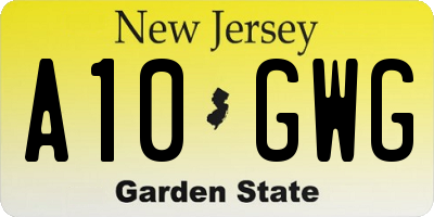 NJ license plate A10GWG