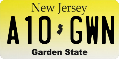 NJ license plate A10GWN