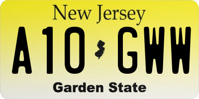 NJ license plate A10GWW