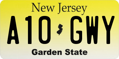 NJ license plate A10GWY