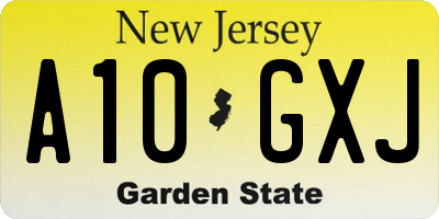 NJ license plate A10GXJ