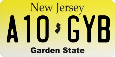 NJ license plate A10GYB