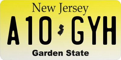 NJ license plate A10GYH