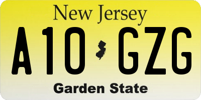 NJ license plate A10GZG