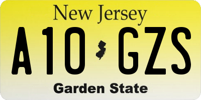 NJ license plate A10GZS