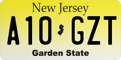 NJ license plate A10GZT