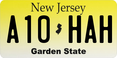 NJ license plate A10HAH