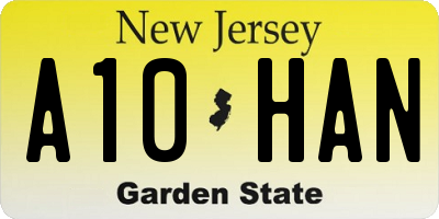 NJ license plate A10HAN