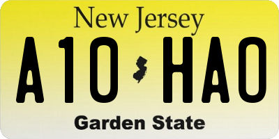NJ license plate A10HAO