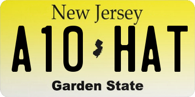 NJ license plate A10HAT