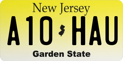 NJ license plate A10HAU