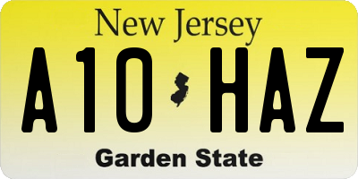 NJ license plate A10HAZ