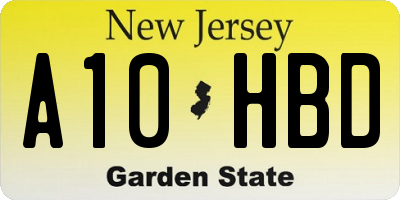 NJ license plate A10HBD