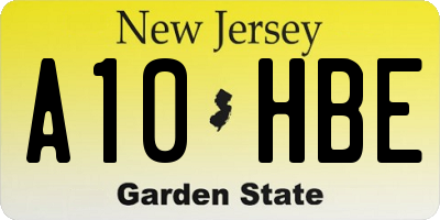 NJ license plate A10HBE