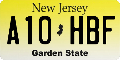 NJ license plate A10HBF
