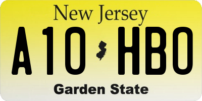 NJ license plate A10HBO