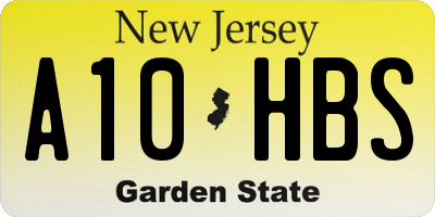 NJ license plate A10HBS
