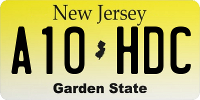 NJ license plate A10HDC