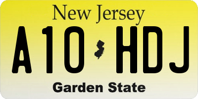 NJ license plate A10HDJ