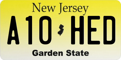 NJ license plate A10HED