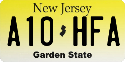 NJ license plate A10HFA