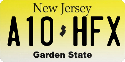NJ license plate A10HFX
