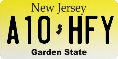 NJ license plate A10HFY