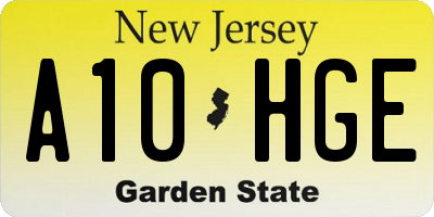 NJ license plate A10HGE