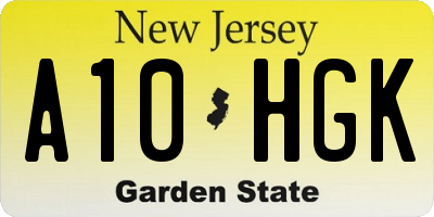 NJ license plate A10HGK