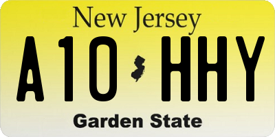NJ license plate A10HHY